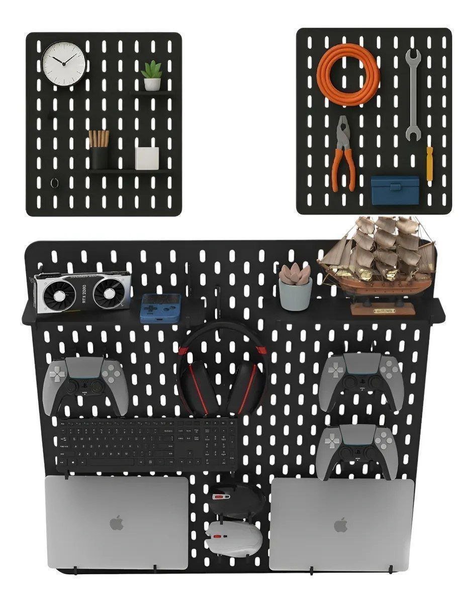 Pegboard M Premium MDF Setup Gamer Home Office Preto Top Ful 59x59 🛒