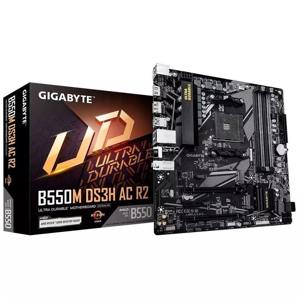 Placa Mãe B550M DS3H AC R2 Gigabyte AMD AM4, Micro ATX, DDR4, RGB 🛒
