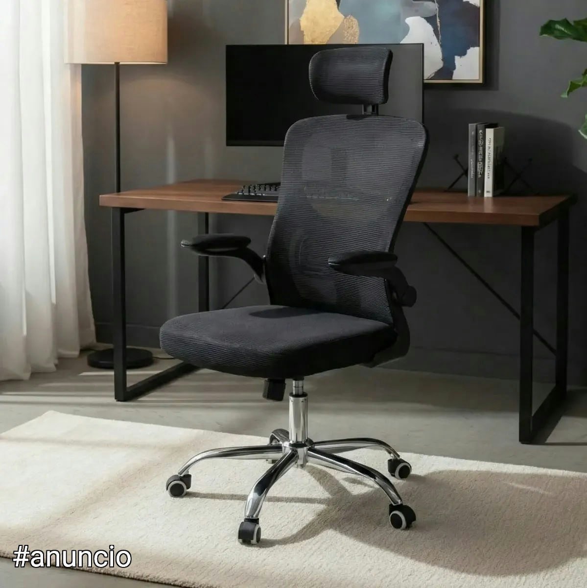 Cadeira De Escritório Com Braço Ajustável E Encosto Cabeça 🛒