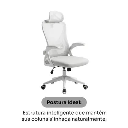 Cadeira de Escritório Husky Apta, Braço Retrátil, Até 120kg, Mesh Cinza, Reclínio 120º, Butterfly, Ajuste de Altura, Cinza HCO700CZ 🛒