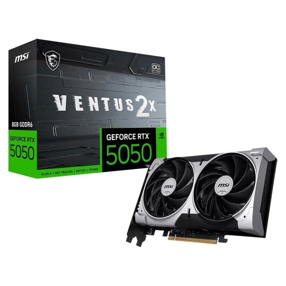 Placa de Vídeo MSI GeForce RTX 5050 8G VENTUS 2X OC NVIDIA GeForce, 8GB GDDR6, 128 bits, 2617 MHz, DLSS 4, Ray Tracing 🛒