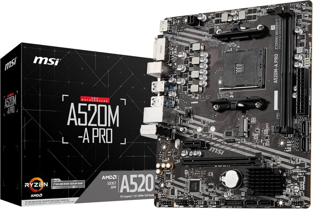 Placa Mãe MSI A520M-A PRO (AM4/2xDDR4/HDMI/DVI-D/M.2/USB 3.2) 🛒