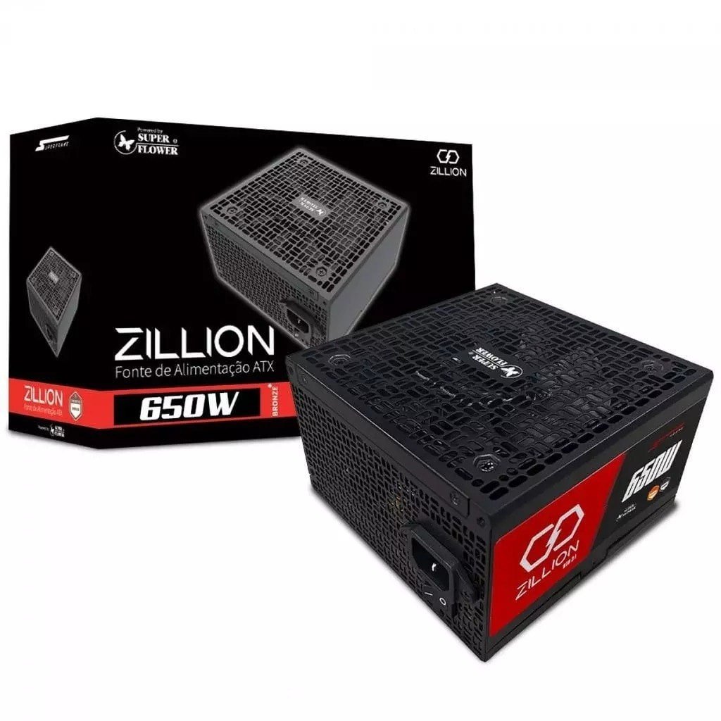 Fonte SuperFrame Zillion DB Powered By Super Flower 650W 80 Plus Bronze ATX 3.1 Cybenetics Bronze 🛒
