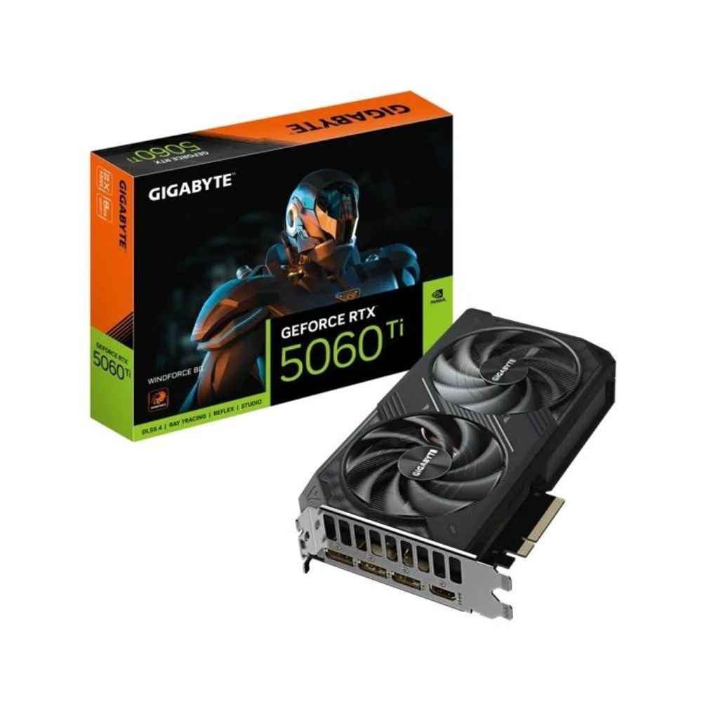 PLACA DE VÍDEO NVIDIA GEFORCE GIGABYTE RTX 5060 TI 8GB WINDFORCE 2X GDDR7 128 BITS - HDMI/3X DP- GV-N506TWF2-8GD 🛒
