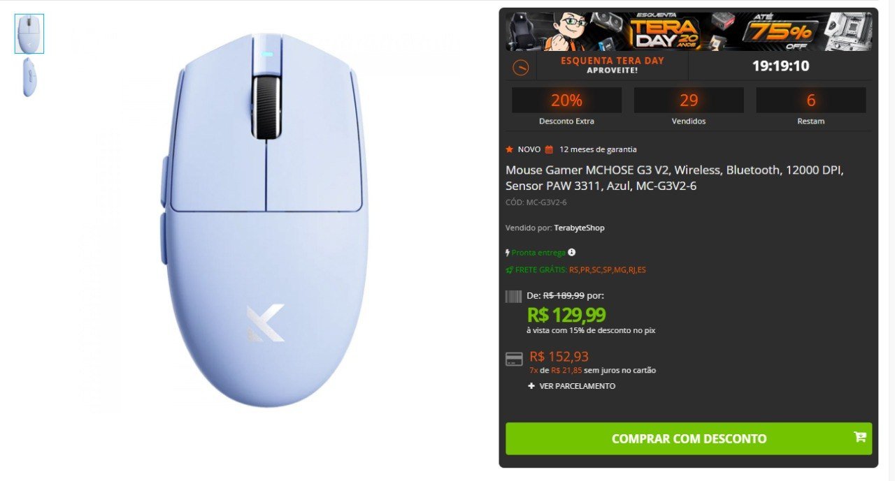 Mouse Gamer MCHOSE G3 V2 🛒