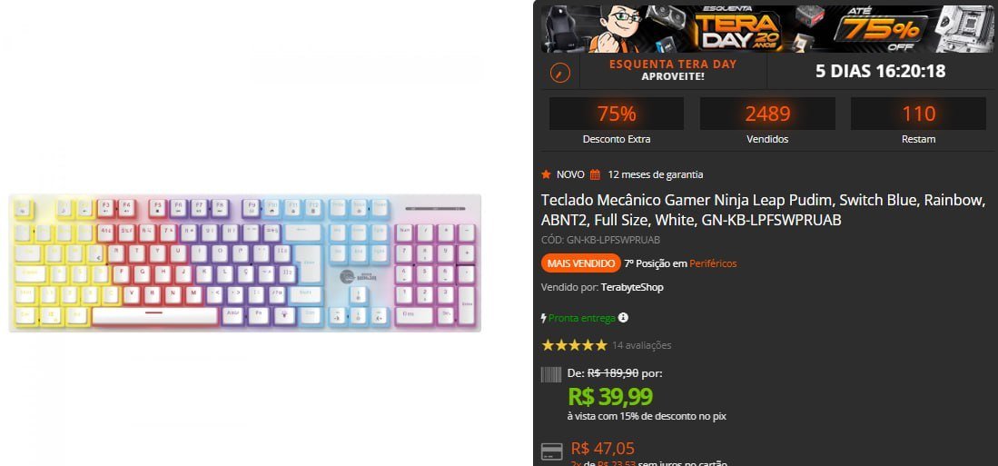Teclado Mecânico Gamer Ninja Leap Pudim 🛒
