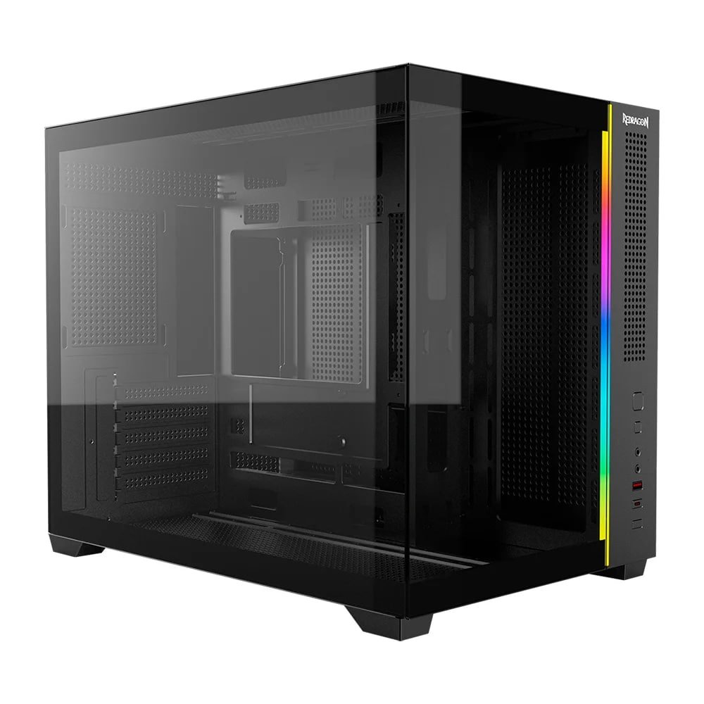 Gabinete Gamer Redragon Wideload Mini Lite RGB, Mini Tower, M-ATX, Sem Fans, Preto 🛒