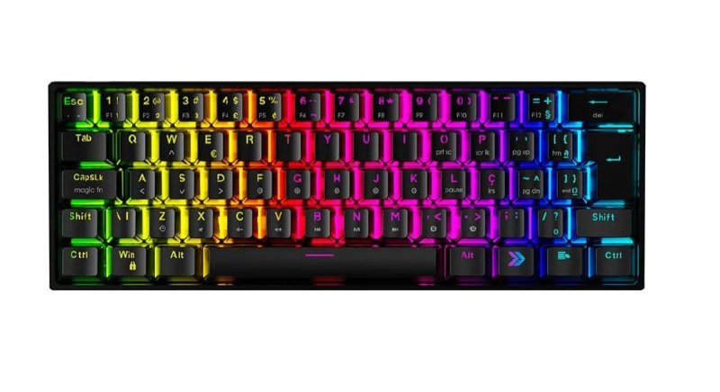 Teclado Mecânico Gamer KBM! GAMING TG600, Preto, 60% e ABNT2, RGB, Switch Gateron Blue - KGTG600PTAZ 🛒