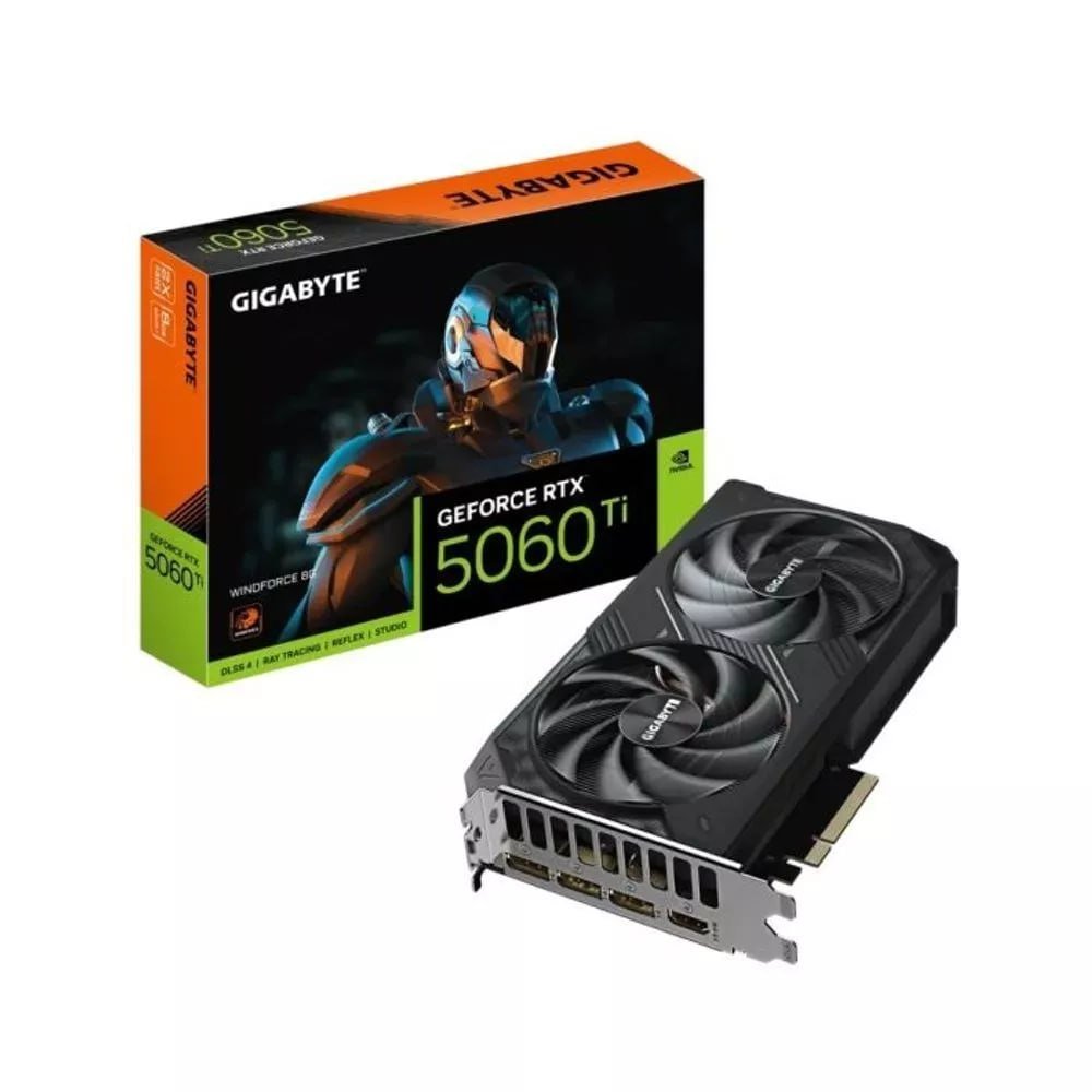 Placa de Vídeo RTX 5060 Ti WINDFORCE OC 8G Gigabyte NVIDIA GeForce, 8GB GDDR7, 128bits, DLSS, Ray Tracing - GV-N506TWF2OC-8GD 🛒