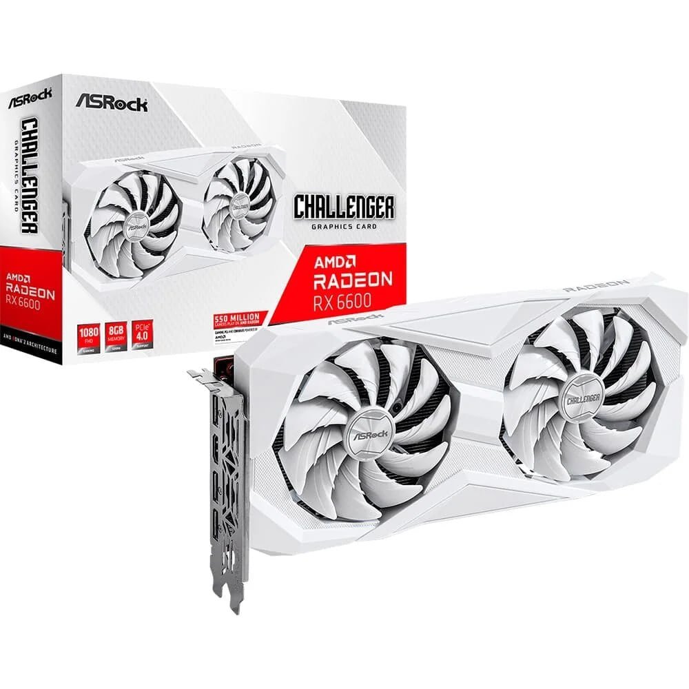 ASRock RX 6600 Challenger White AMD Radeon, 8GB, GDDR6, DirectX 12 Ultimate, RDNA 2 - 90-GA4UZZ-00UANF 🛒