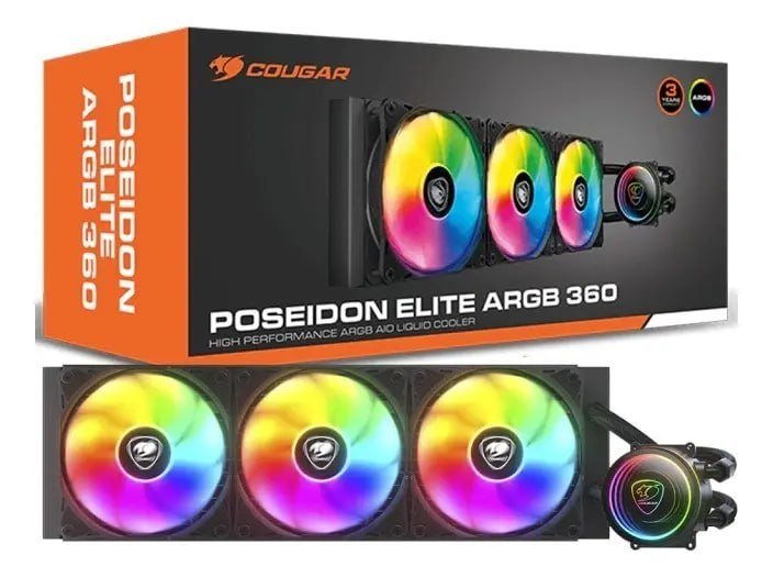Cougar Enfriador de agua Gaming Poseidon Elite Argb Preto 360 mm 🛒