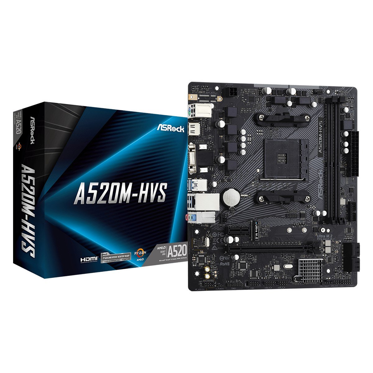 Placa Mãe Asrock A520M HVS A520 AMD AM4 MATX DDR4 🛒