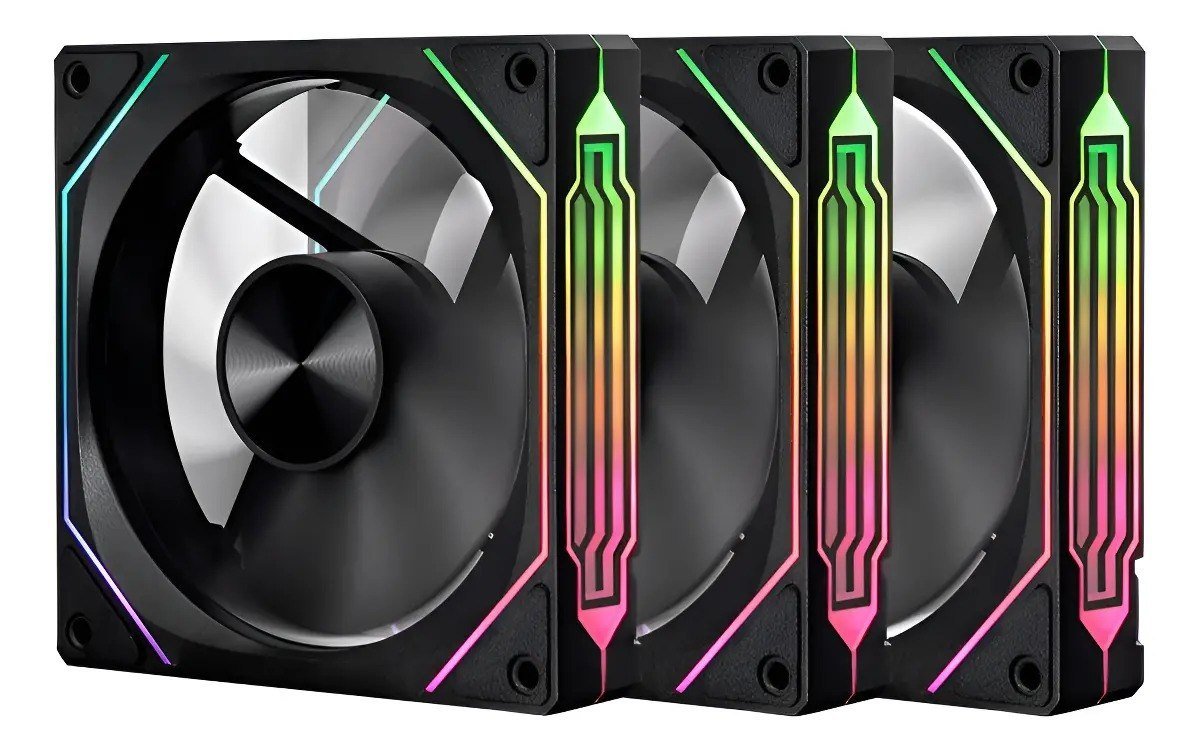 Kit Ventoinhas Pichau Ventus Nx Reverse, Argb, 3x120mm Preto 🛒
