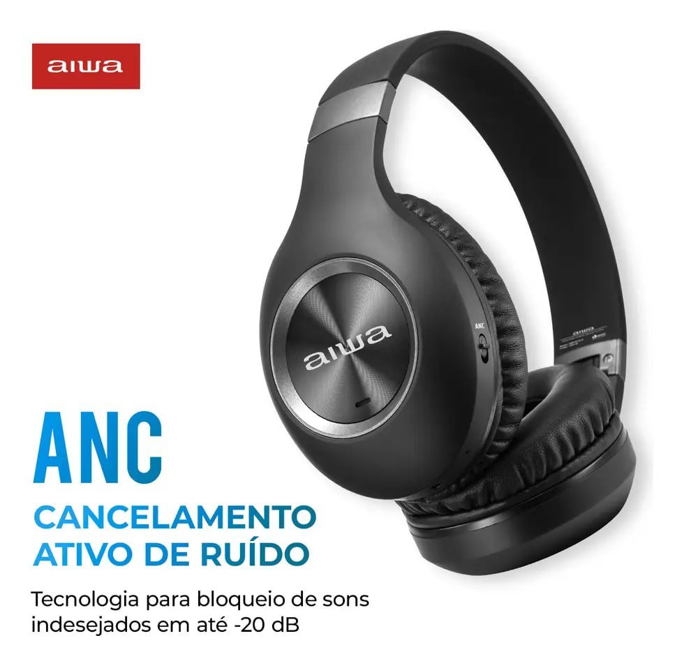 Headphone AIWA HP-02-B Bluetooth ANC Alta Definição 🎧