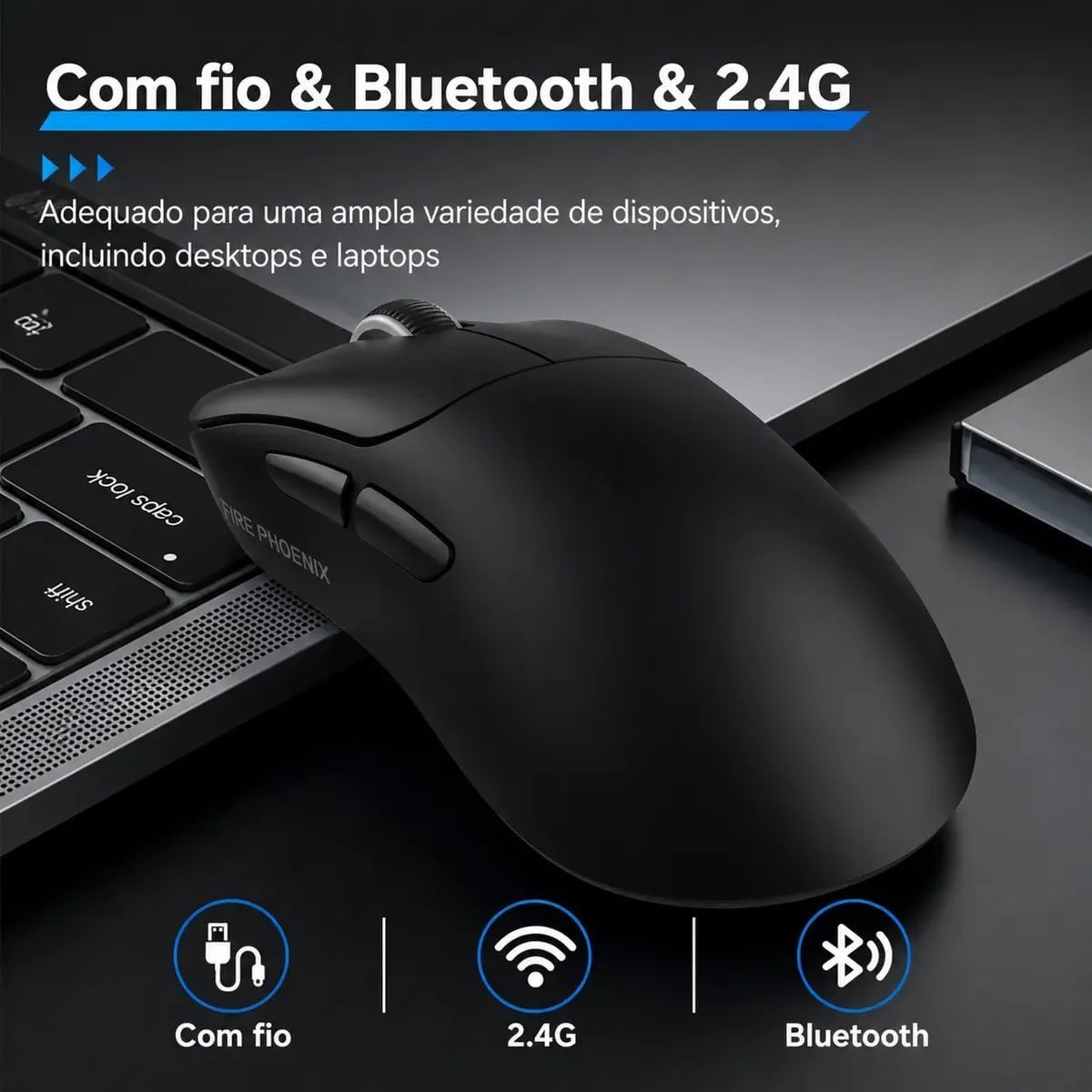Mouse Gamer Sem Fio 18000dpi Paw3311 Fire Phoenix Bk-r6x Preto 🛒