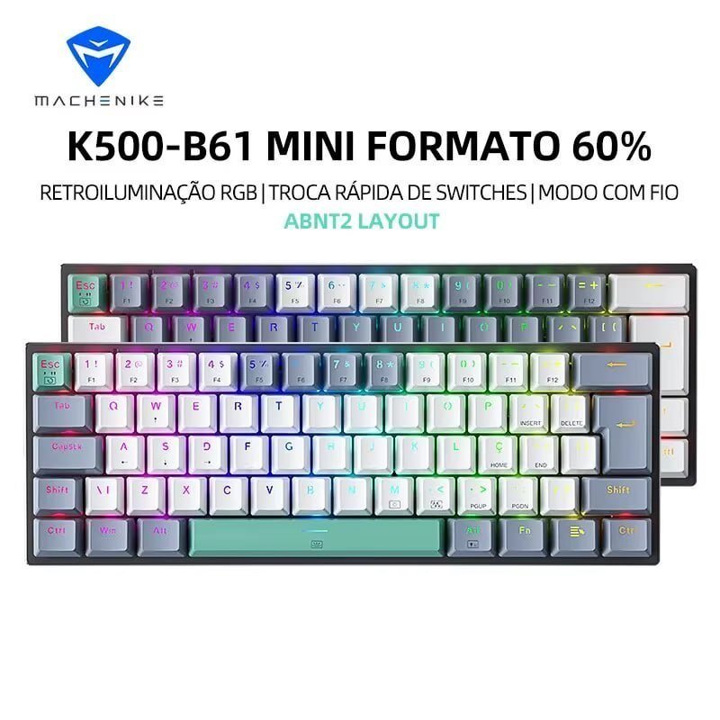 Teclado Mecânico Machenike K500-B61 (60%) (ABNT2) 🛒