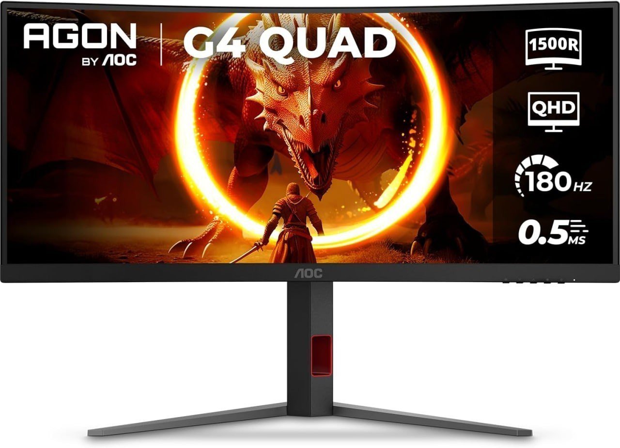 Monitor Gamer Curvo AOC AGON QUAD 34" Ultrawide WQHD 180Hz 0,5ms 🛒