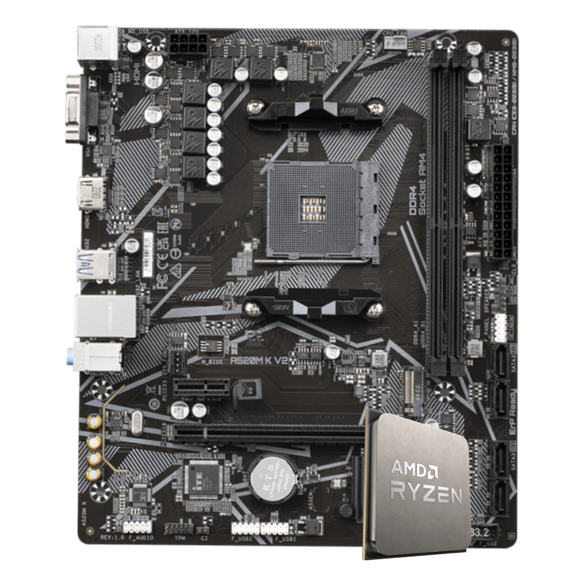 Kit Upgrade AMD Ryzen 5 5500 Placa Mãe Chipset A520M 🛒