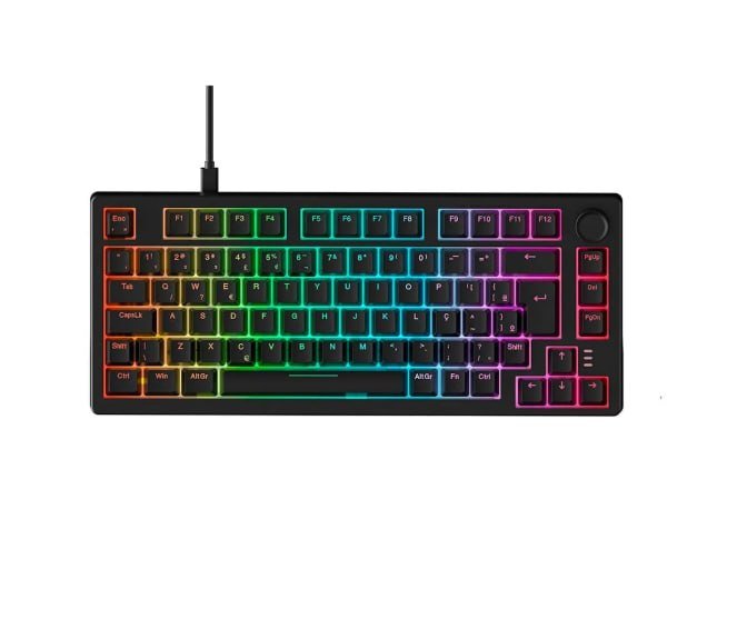 Teclado Sem Fio Mecânico Gamer Husky Nomadic, RGB, Switch Gateron G Pro Brown, Bluetooth, ABNT2, Preto - HTG800PTMA 🛒