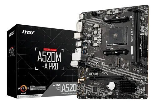 Placa-mãe Msi A520m-a Pro Am4 Matx Ddr4 Hdmi Dvi M.2 Preto 🛒
