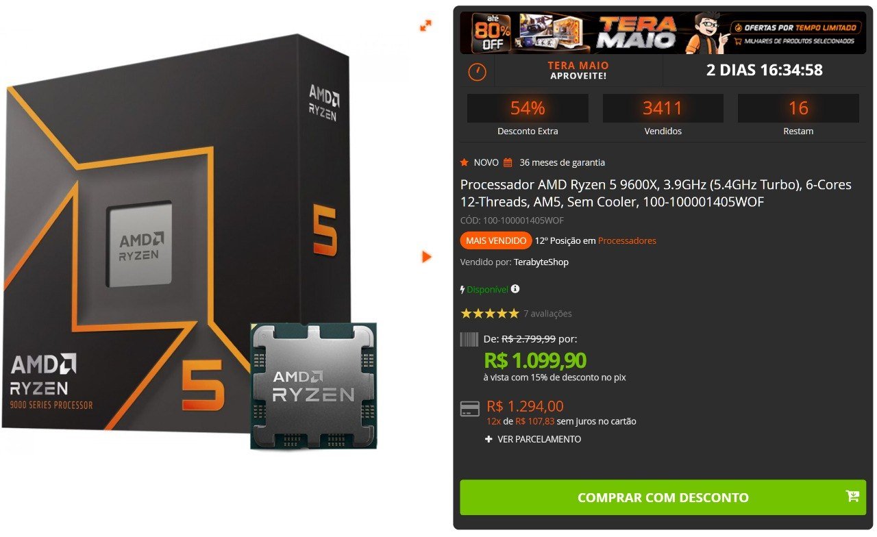Processador AMD Ryzen 5 9600X 🛒