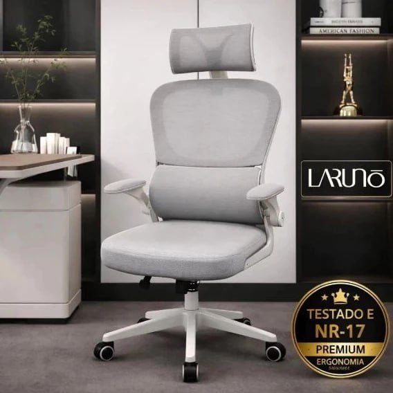 Cadeira Ergonômica Preta Giratória com Apoio Lombar e Braços Ajustáveis 🛒