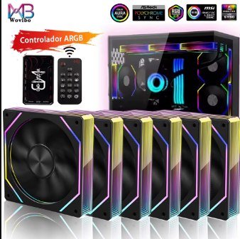 Kit 6 Fans Wovibo WB-LJ-120mm + Controladora ARGB 🛒