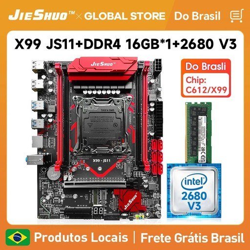 Conjunto Placa-Mãe JIESHUO X99-JS11 + CPU Intel Xeon E5-2680 V3 + 16GB RAM DDR4 2133MHz 🛒