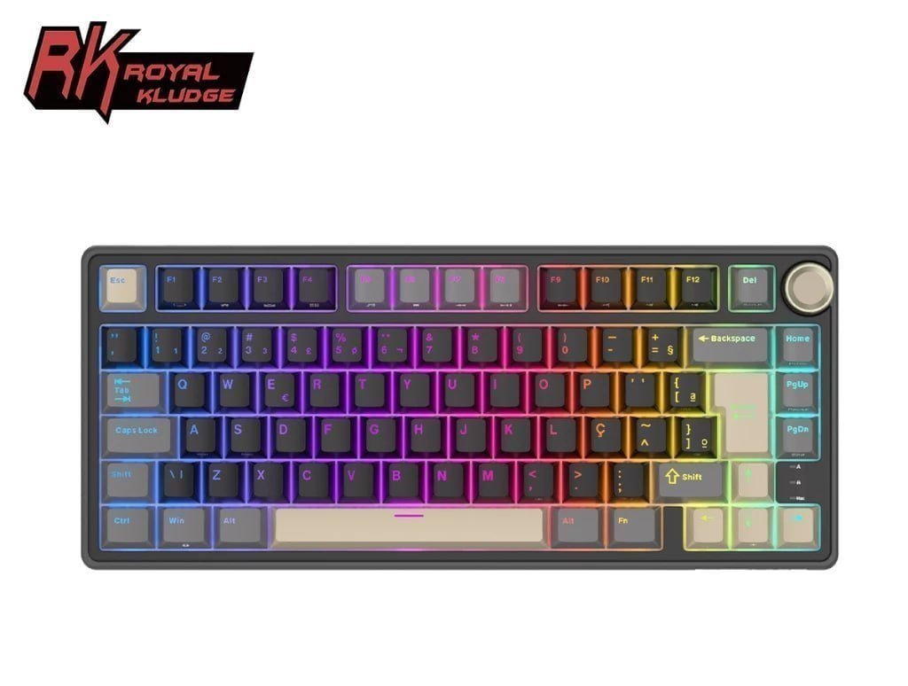 Teclado Mecânico Royal Kludge RK R75, RGB, PBT, Switch RK Hot Swap, Com Knob de Volume 🛒