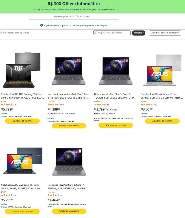 Notebooks com R$300 OFF 🔥🔥