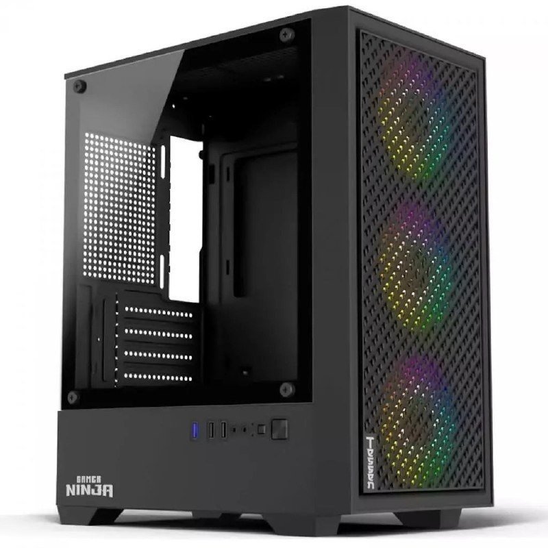 Gabinete Gamer Ninja Tessen, Mid Tower, Vidro Temperado, M-ATX, 3 Fans Rainbow 🛒