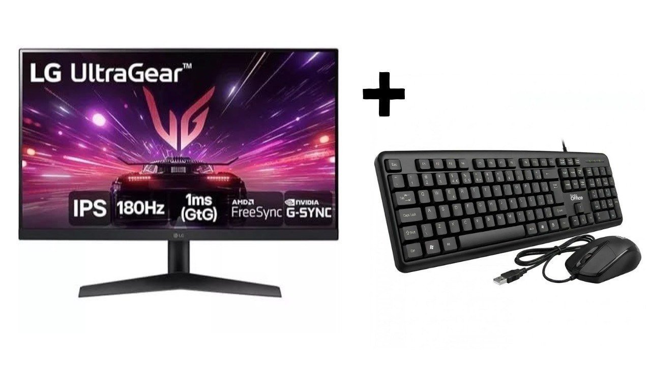 Monitor Gamer LG UltraGear 24” IPS, 180Hz + Kit Teclado e Mouse 🛒