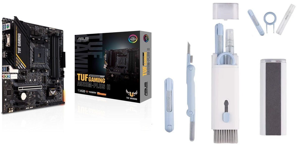 Placa Mãe Asus Tuf Gaming A520m-plus II + Escova Multiuso Limpeza de Teclado 🛒
