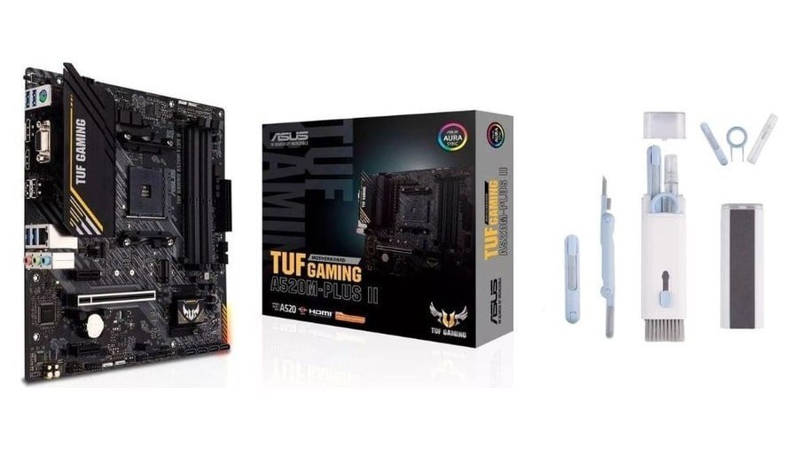 Placa Mãe Asus Tuf Gaming A520m-plus II + Escova Multiuso Limpeza de Teclado 🛒