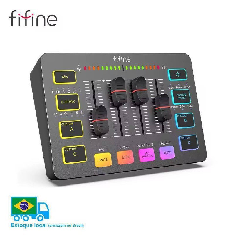 Interface de Áudio Fifine Ampligame SC3 🛒