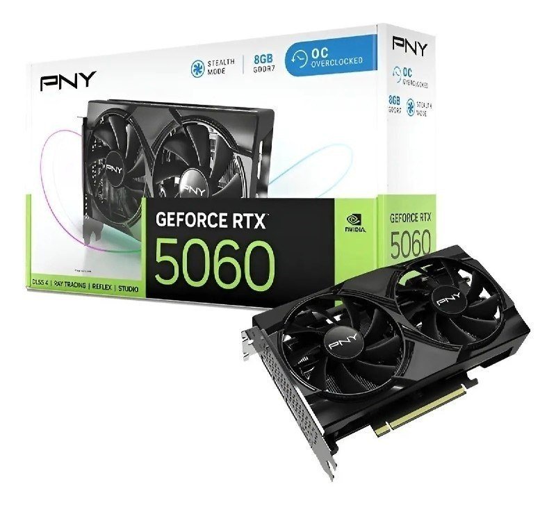 Placa de Vídeo NVIDIA GeForce PNY RTX5060 8GB DUAL FAN OC Blackwell 🛒
