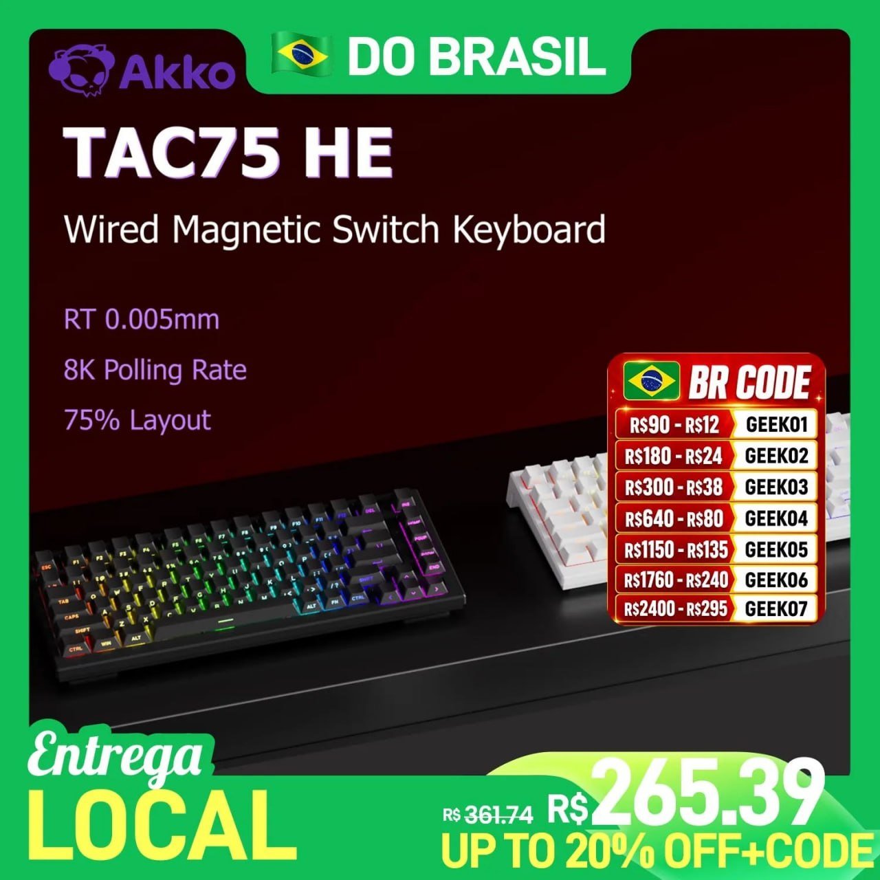 Teclado Magnético AKKO Tac75 He 🛒