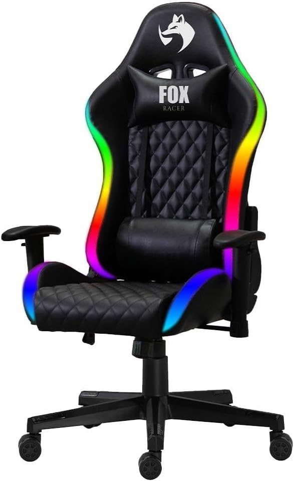 Cadeira Gamer Fox Racer Iluminação LED RGB Almofadas Reclinável 🎮