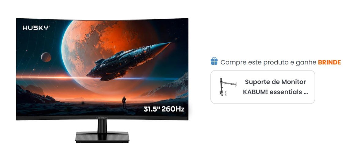 Monitor Gamer Curvo Husky Boreal 31.5", FHD, 260Hz, 1ms + Suporte Monitor 🛒