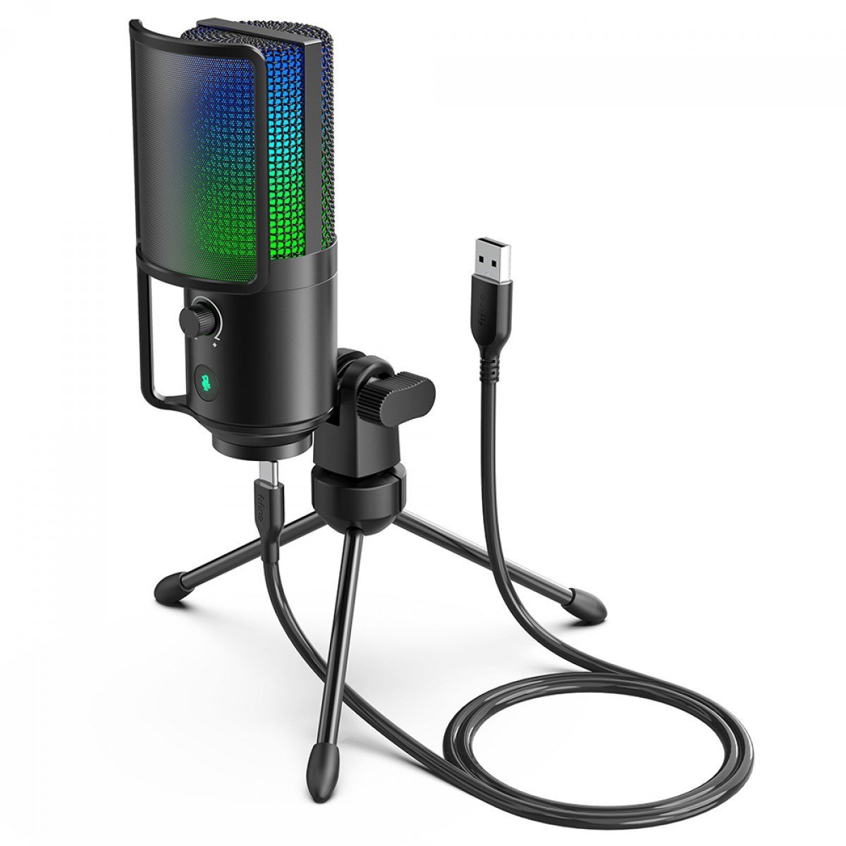 Microfone Gamer Fifine K669Pro2 Rgb Usb Black 🎤