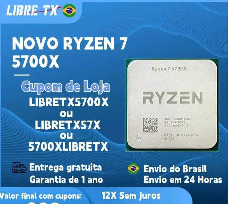 Processador LIBRETX Ryzen R7 5700X AM4 💻