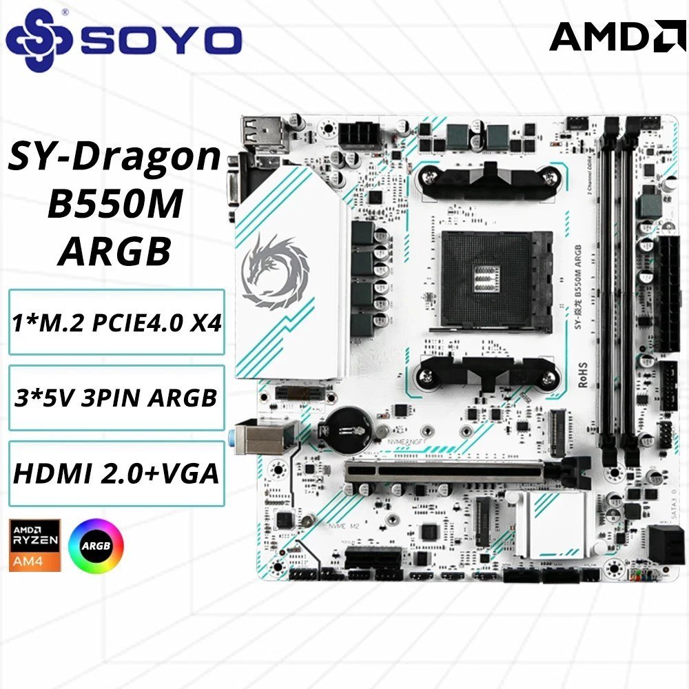 Placa Mãe Soyo B550M PCI 4.0 ARGB 🛒