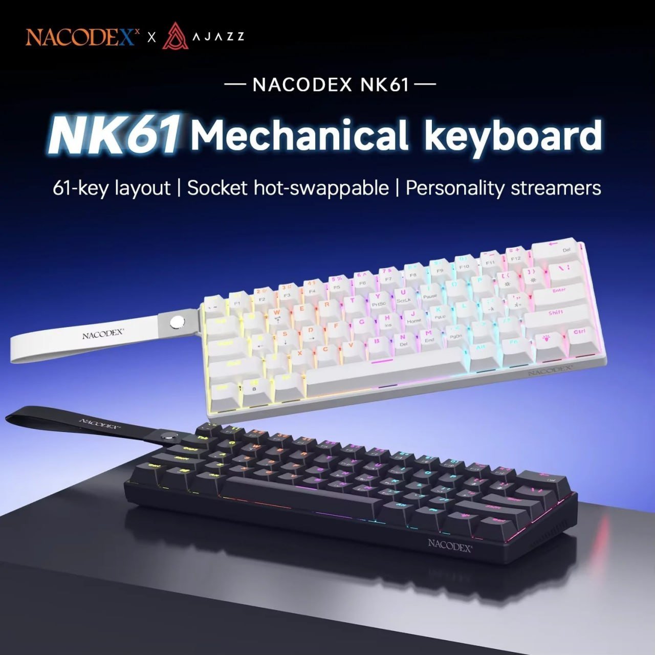 Teclado Mecânico Ajazz X Nacodex NK61, Switch Red, gamer nk 61 (Add 2 unidades) 🛒