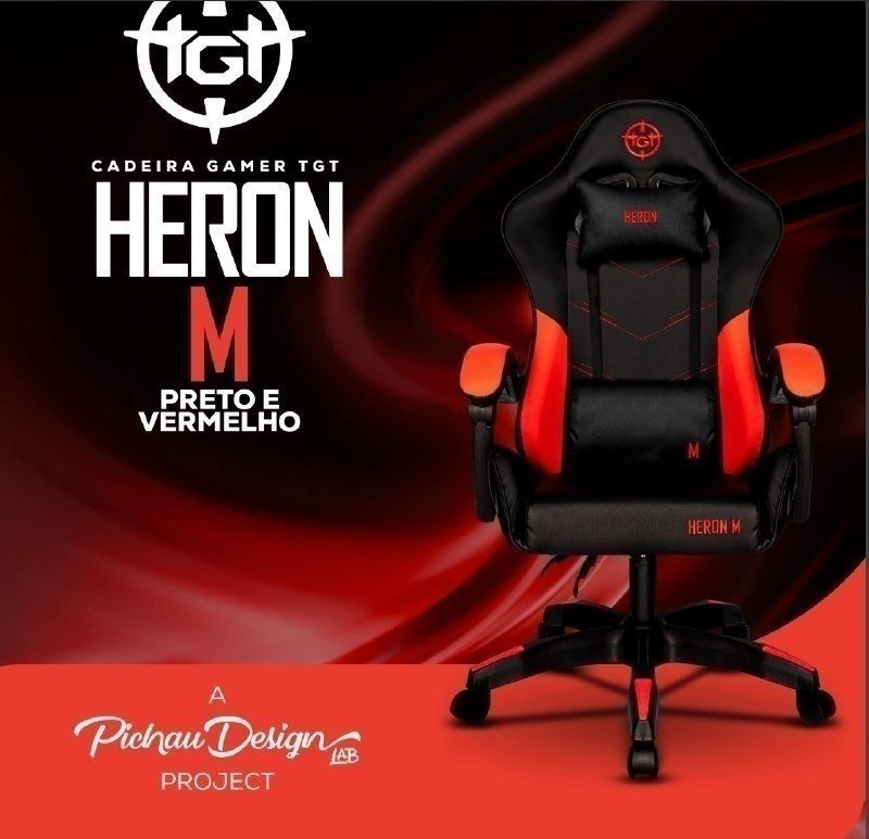 Cadeira Gamer TGT Heron M, Preto e Vermelho 🛒