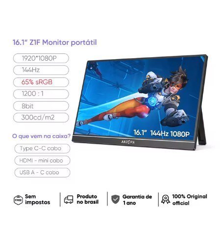 MONITOR PORTÁTIL ARZOPA Z1F 144HZ 16.1" sRGB 🛒