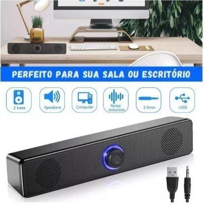 Caixa De Som Soundbar Led Para Computador Pc Usb P2 Gamer 1002 🛒