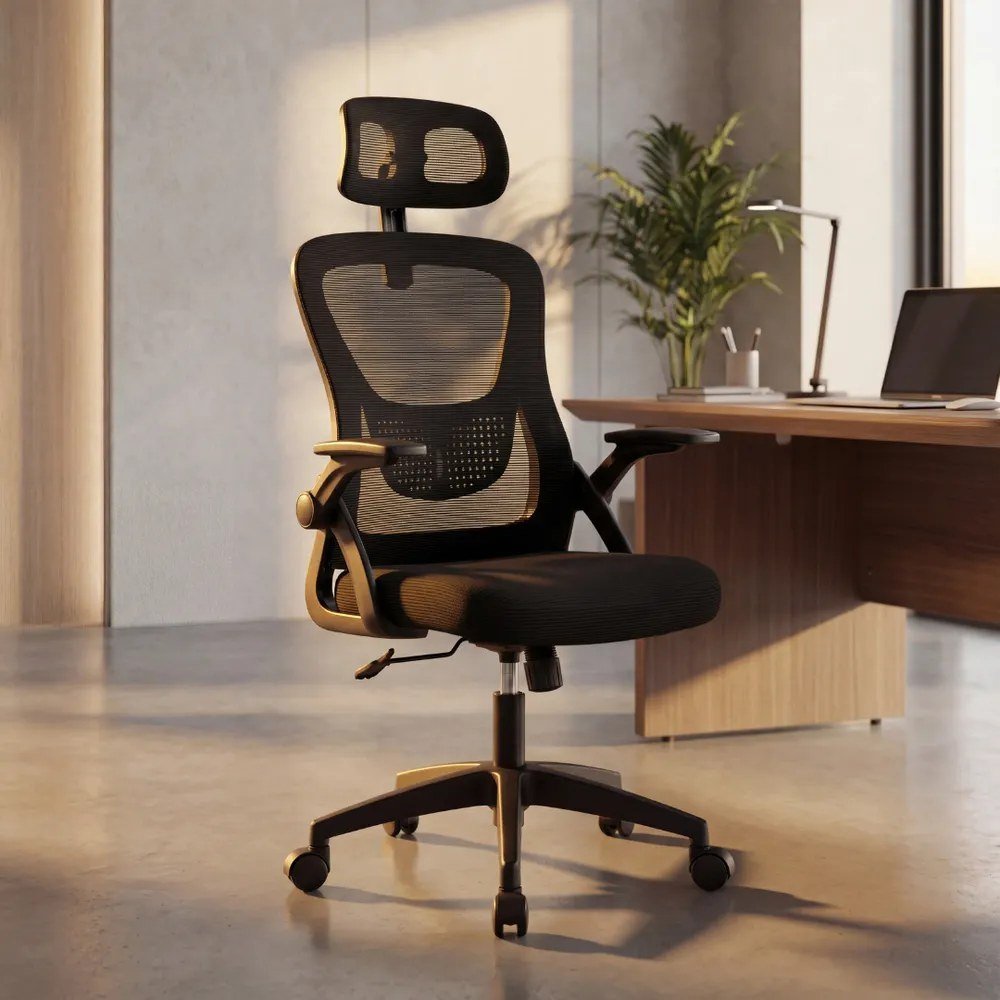 Cadeira De Escritório Ergonômica Giratória Astrella Nuova Mesh Ajustável Confortável Rodinhas Ideal Home Office Preto 🛒