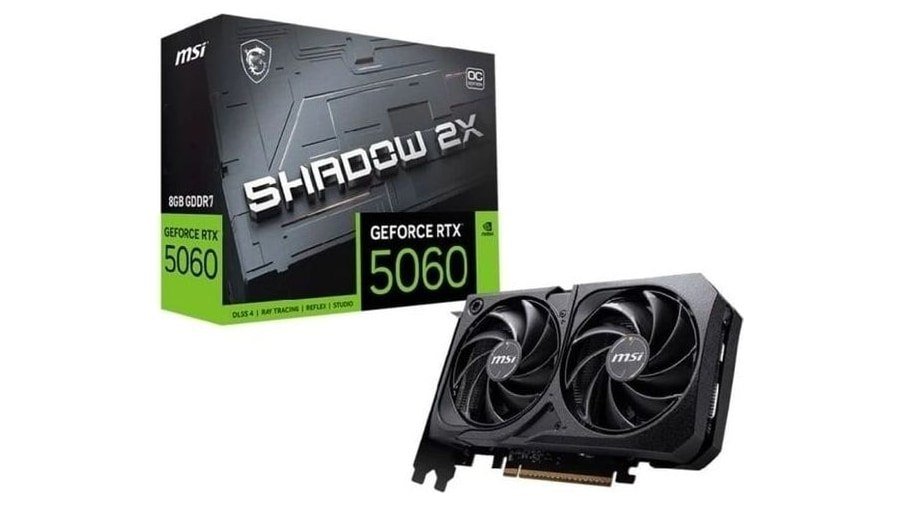 Placa de Vídeo NVIDIA GeForce MSI RTX5060 8GB GDDR7 128BITS SHADOW 2X OC - 912-V537-037 🛒