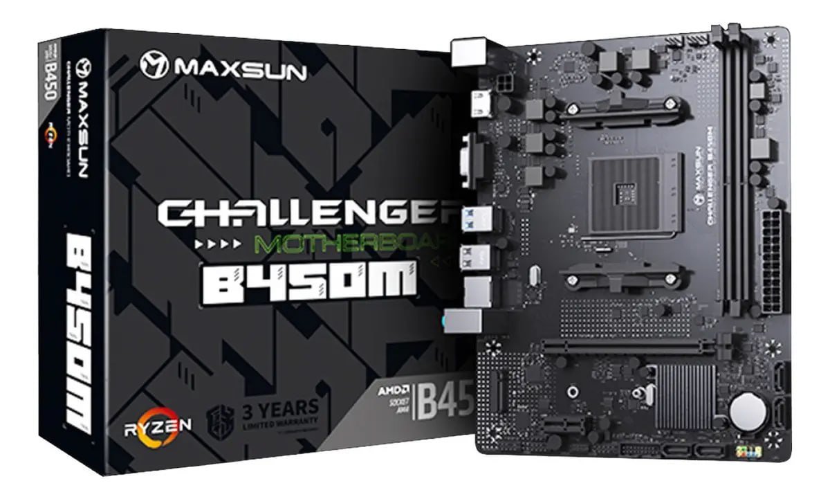 Placa Mãe Maxsun B450M MS-Challenger AM4 DDR4 M-ATX AMD 🛒