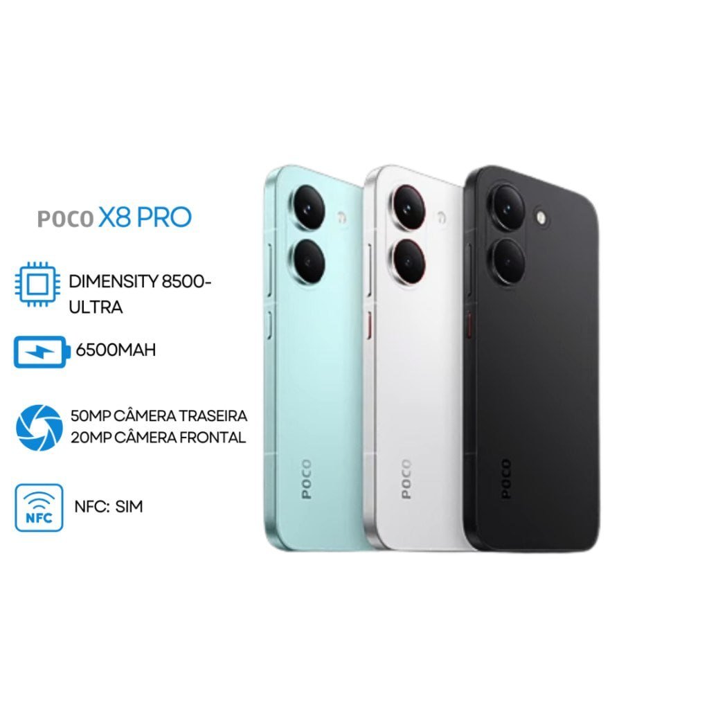 CELULAR LANÇAMENTO XIAOMI POCO X8 PRO 5G NFC 512GB / 256GB 8RAM OU 12 RAM VERSÃO GLOBAL FONTE RAPIDA COM CAPINHA LACRADO 🛒